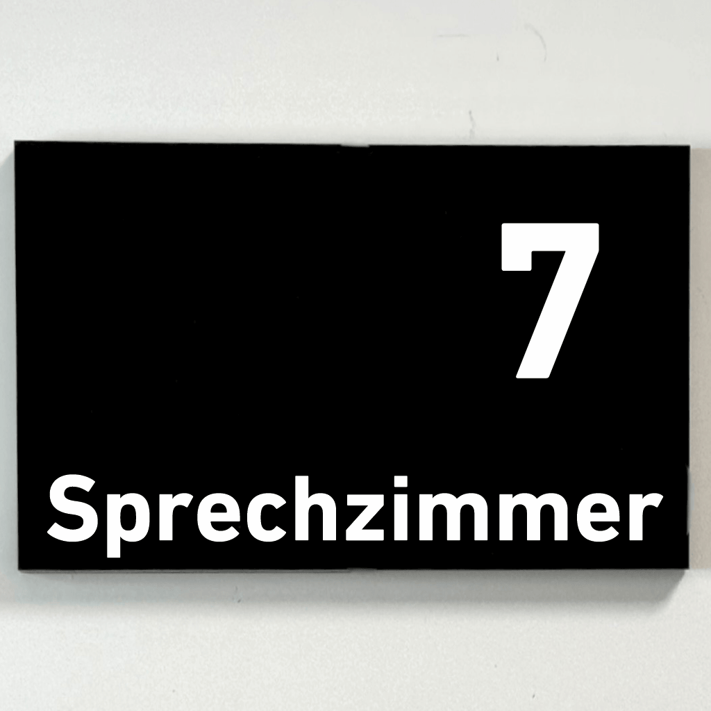 Sprechzimmer 1-9 Praxisschild Acrylglas-Folienaufkleber in 130 x 200 mm zum Kleben