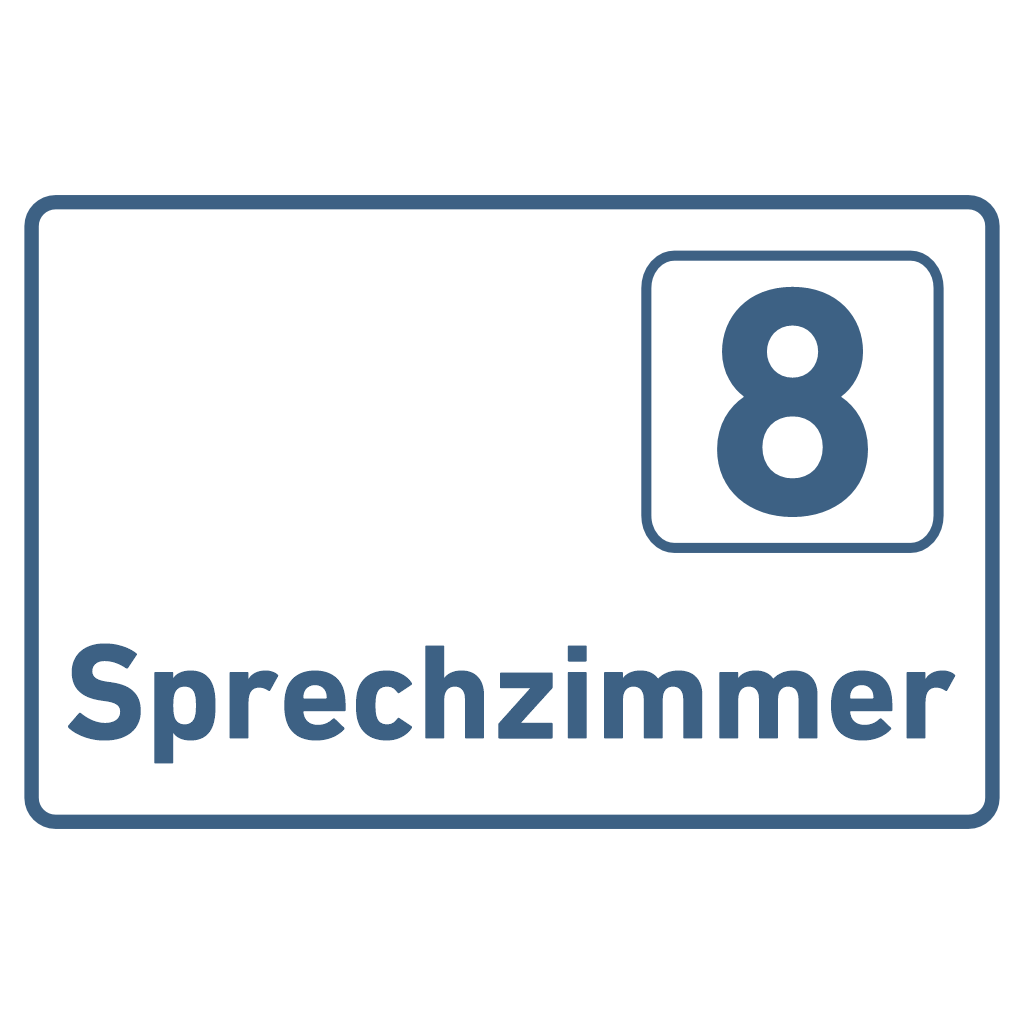 Sprechzimmer 1-9 Praxisschild Acrylglas-Folienaufkleber in 130 x 200 mm zum Kleben
