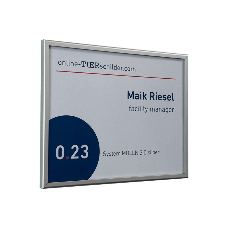 Türschild Büro in 5 Größen mit Alu-Rahmen, PET-Abdeckplatte - Türschild Mölln 2.0