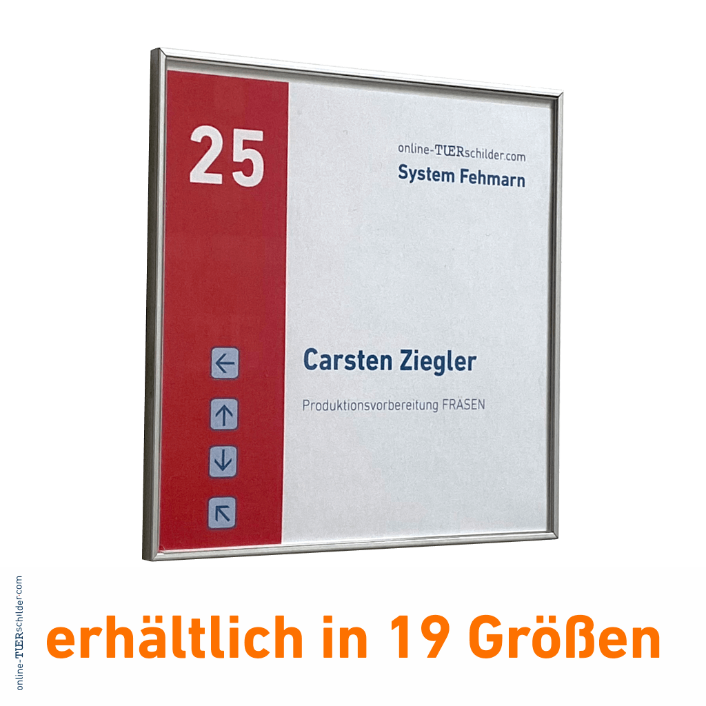 Türschild Büro Fehmarn in 19 Größen - Türschilder mit Alu Rahmen mit Acrylglas