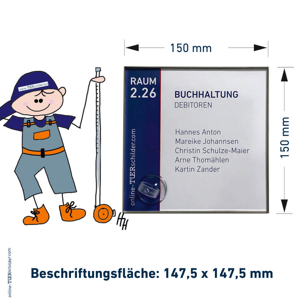Türschilder Büro Laboe aus Acrylglas und Edelsstahlwanne (Türschild in 6 Größen verfügbar)