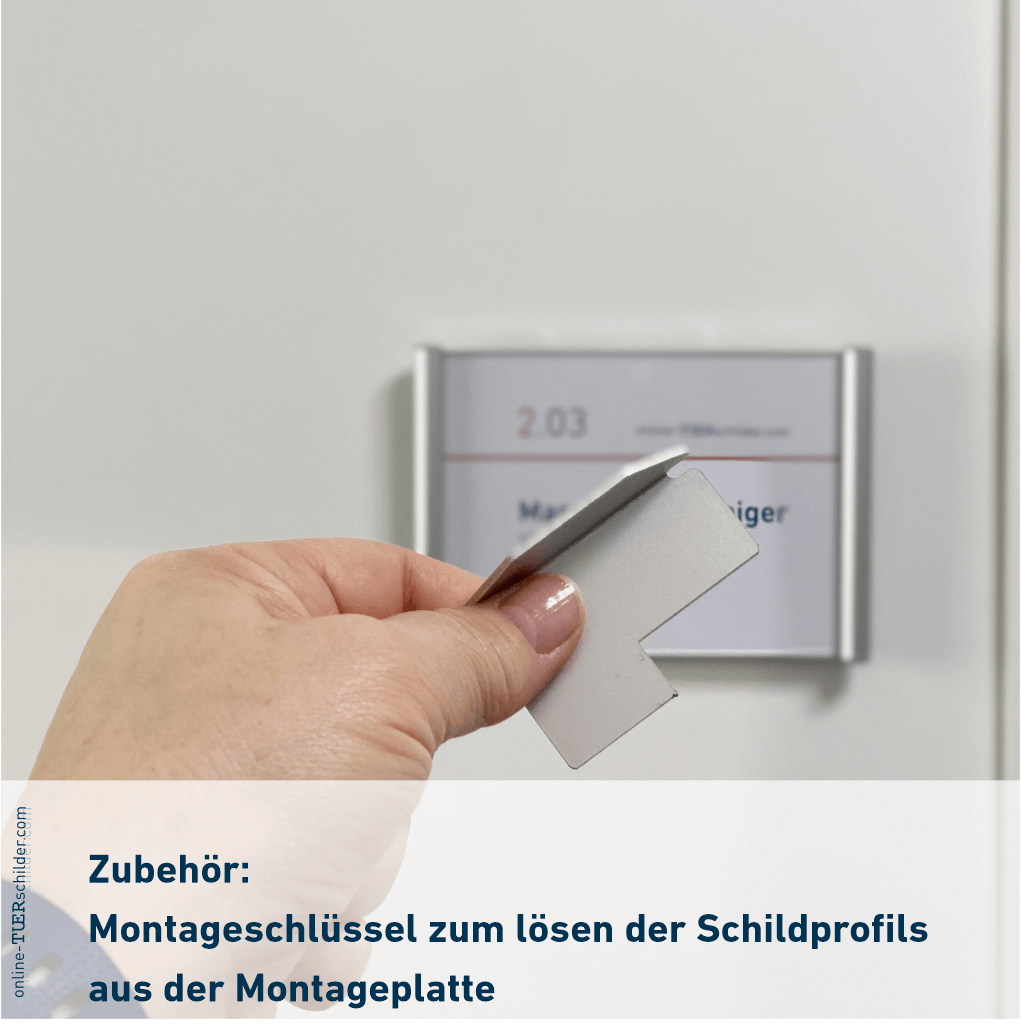 Montageschlüssel zum Lösen des Schildes von der Montageplatte