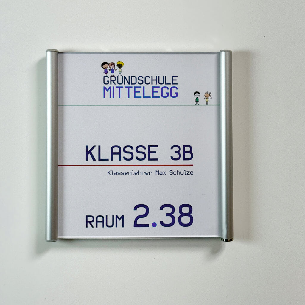 Türschilder für Schulen Marne in 10 Größen aus Alu-Profilrahmen Türschild mit Acrylglas Abdeckung