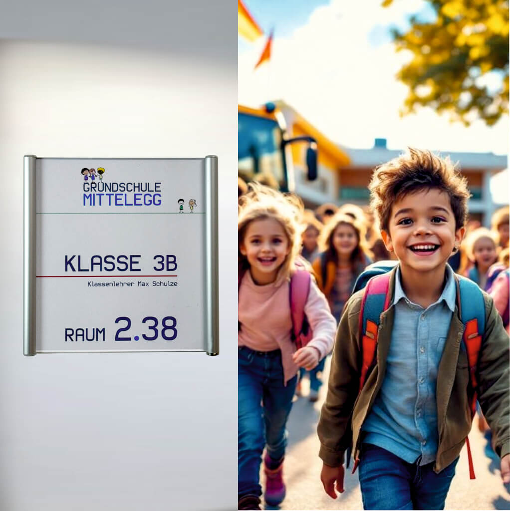 Türschilder für Schulen Marne in 10 Größen aus Alu-Profilrahmen Türschild mit Acrylglas Abdeckung