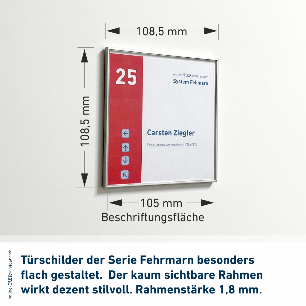 Türschild Büro Fehmarn in 19 Größen - Türschilder mit Alu Rahmen mit Acrylglas