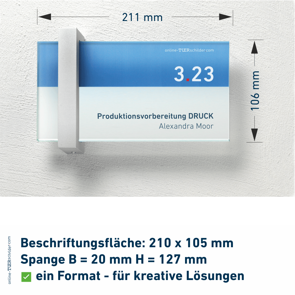Türschilder Veddel in 7 Größen mit Scheiben aus ESG, Halter aus Alu