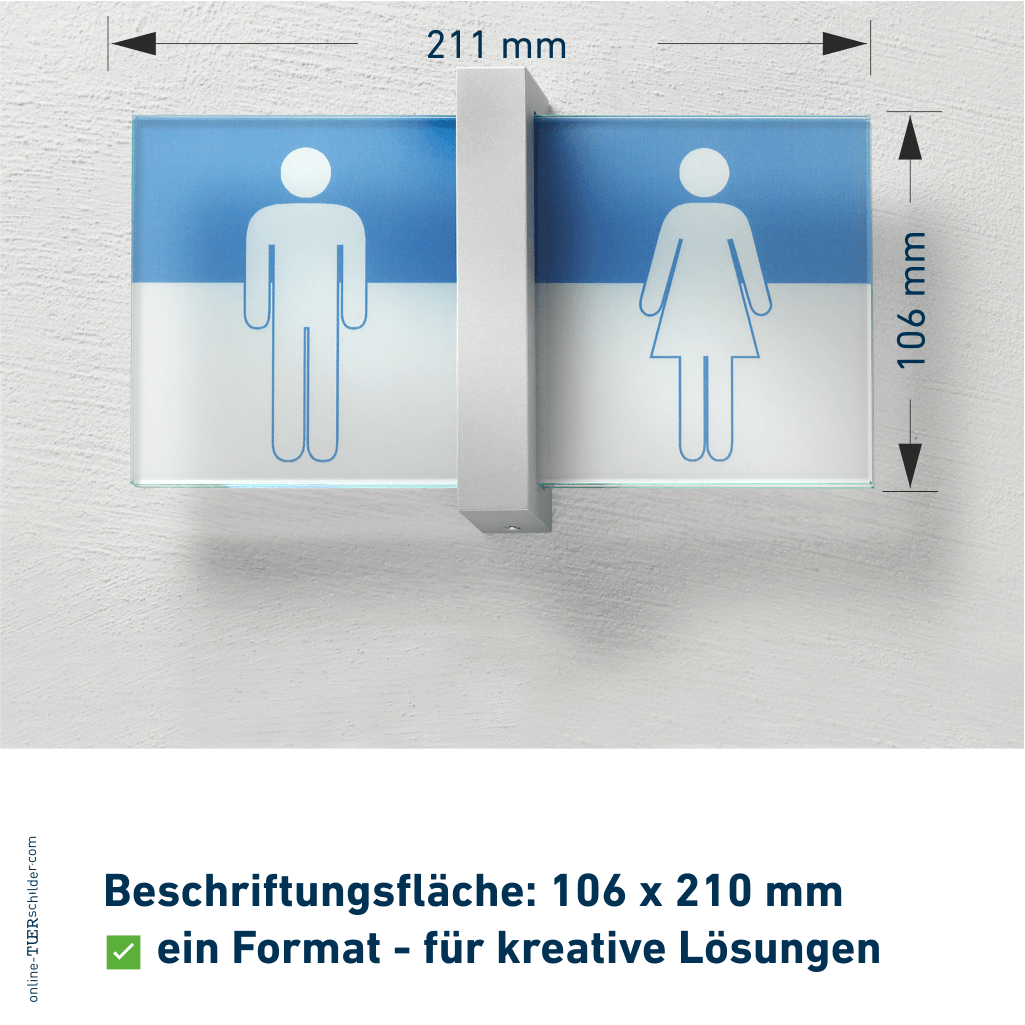 Türschilder Veddel in 7 Größen mit Scheiben aus ESG, Halter aus Alu