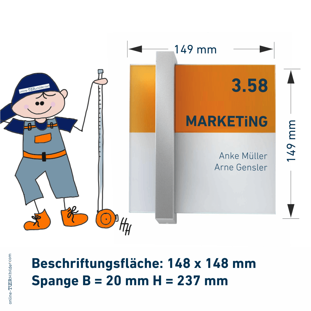 Türschilder Veddel in 7 Größen mit Scheiben aus ESG, Halter aus Alu