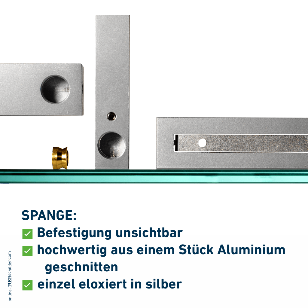 Türschilder Veddel in 7 Größen mit Scheiben aus ESG, Halter aus Alu