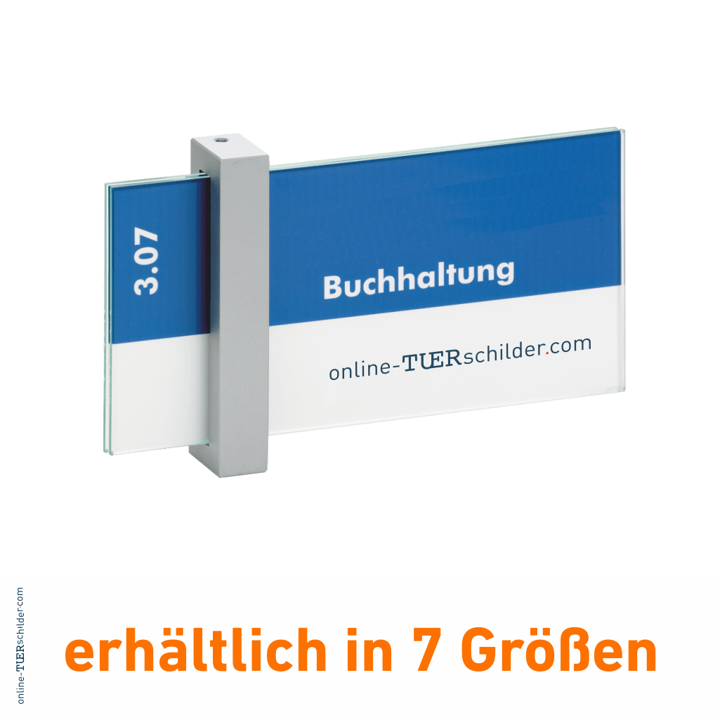Türschilder Veddel in 7 Größen mit Scheiben aus ESG, Halter aus Alu