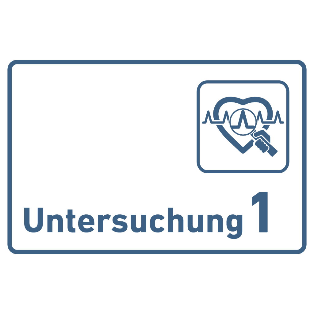 Untersuchung 1-9 mit Piktogramm Praxisschild Acrylglas-Folienaufkleber in 130 x 200 mm zum Kleben
