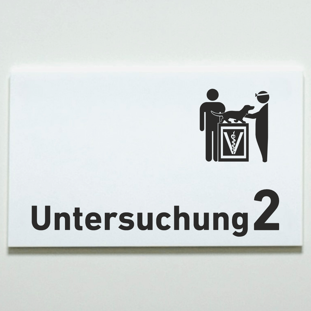 Untersuchung 1-9 mit Piktogramm Tierarzt Praxisschild Acrylglas-Folienaufkleber in 130 x 200 mm zum Kleben