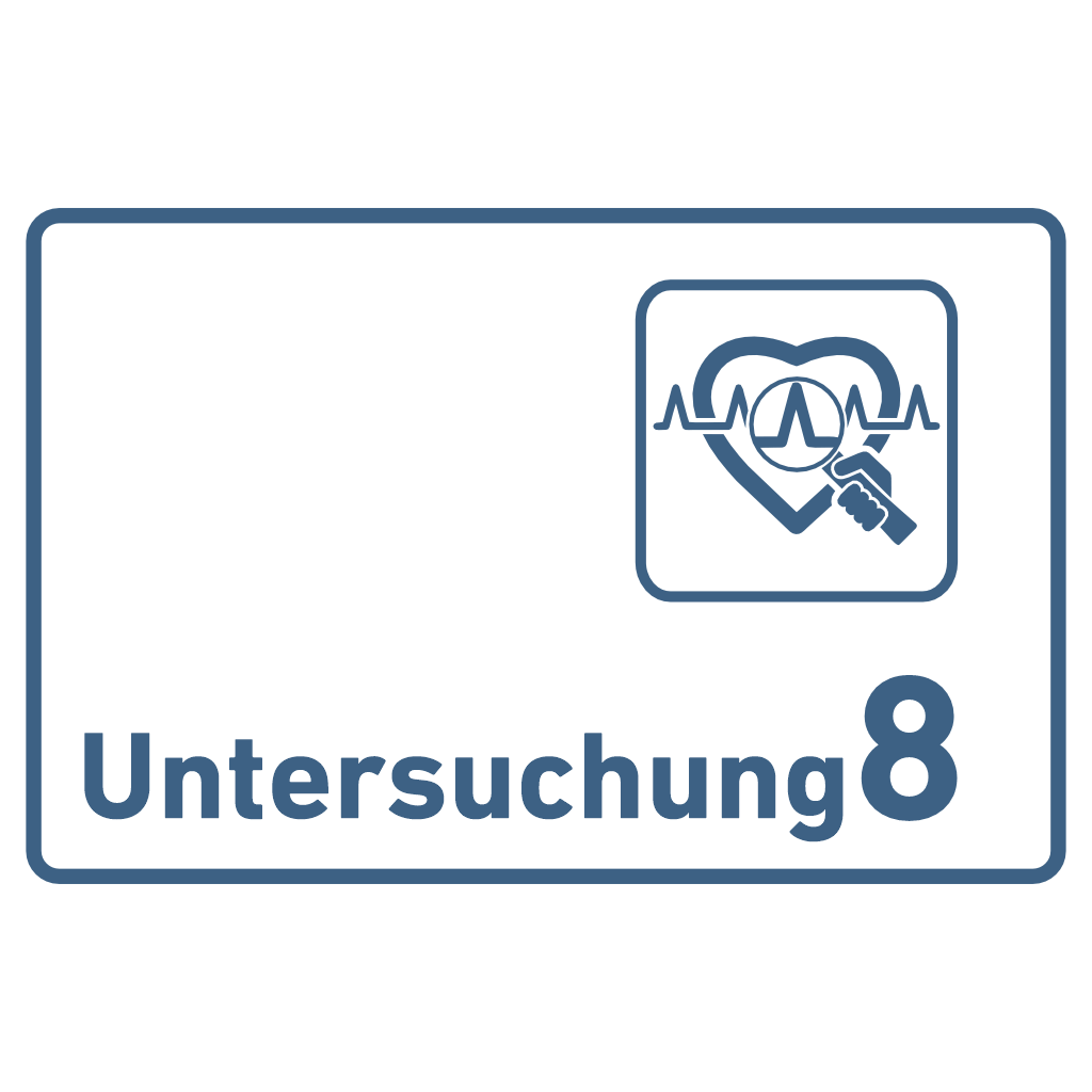 Untersuchung 1-9 mit Piktogramm Praxisschild Acrylglas-Folienaufkleber in 130 x 200 mm zum Kleben
