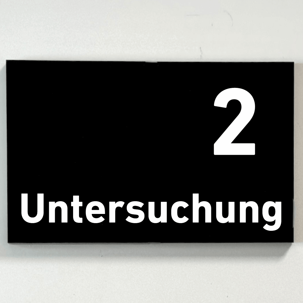 Untersuchung 1-9 Praxisschild Acrylglas-Folienaufkleber in 130 x 200 mm zum Kleben