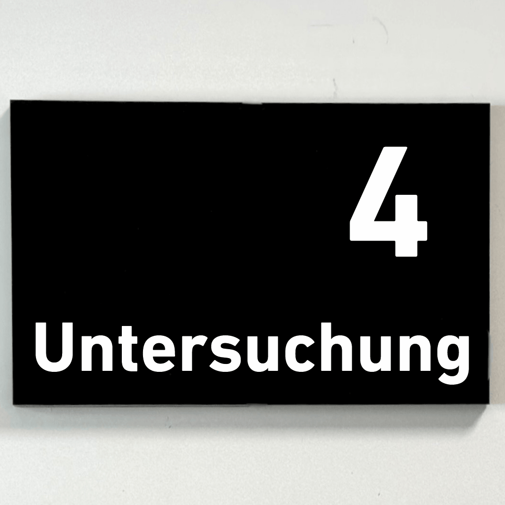 Untersuchung 1-9 Praxisschild Acrylglas-Folienaufkleber in 130 x 200 mm zum Kleben