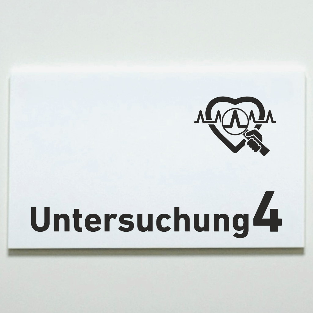 Untersuchung 1-9 mit Piktogramm Praxisschild Acrylglas-Folienaufkleber in 130 x 200 mm zum Kleben