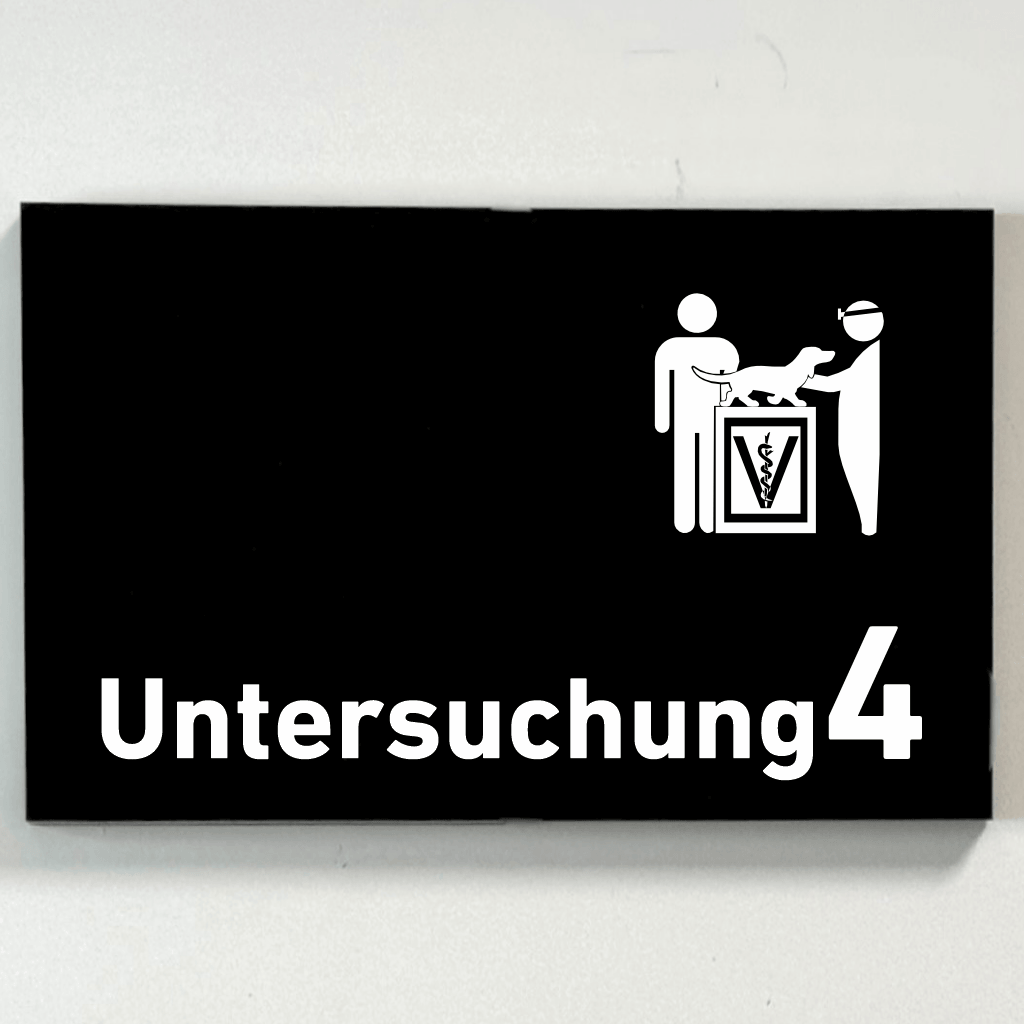Untersuchung 1-9 mit Piktogramm Tierarzt Praxisschild Acrylglas-Folienaufkleber in 130 x 200 mm zum Kleben