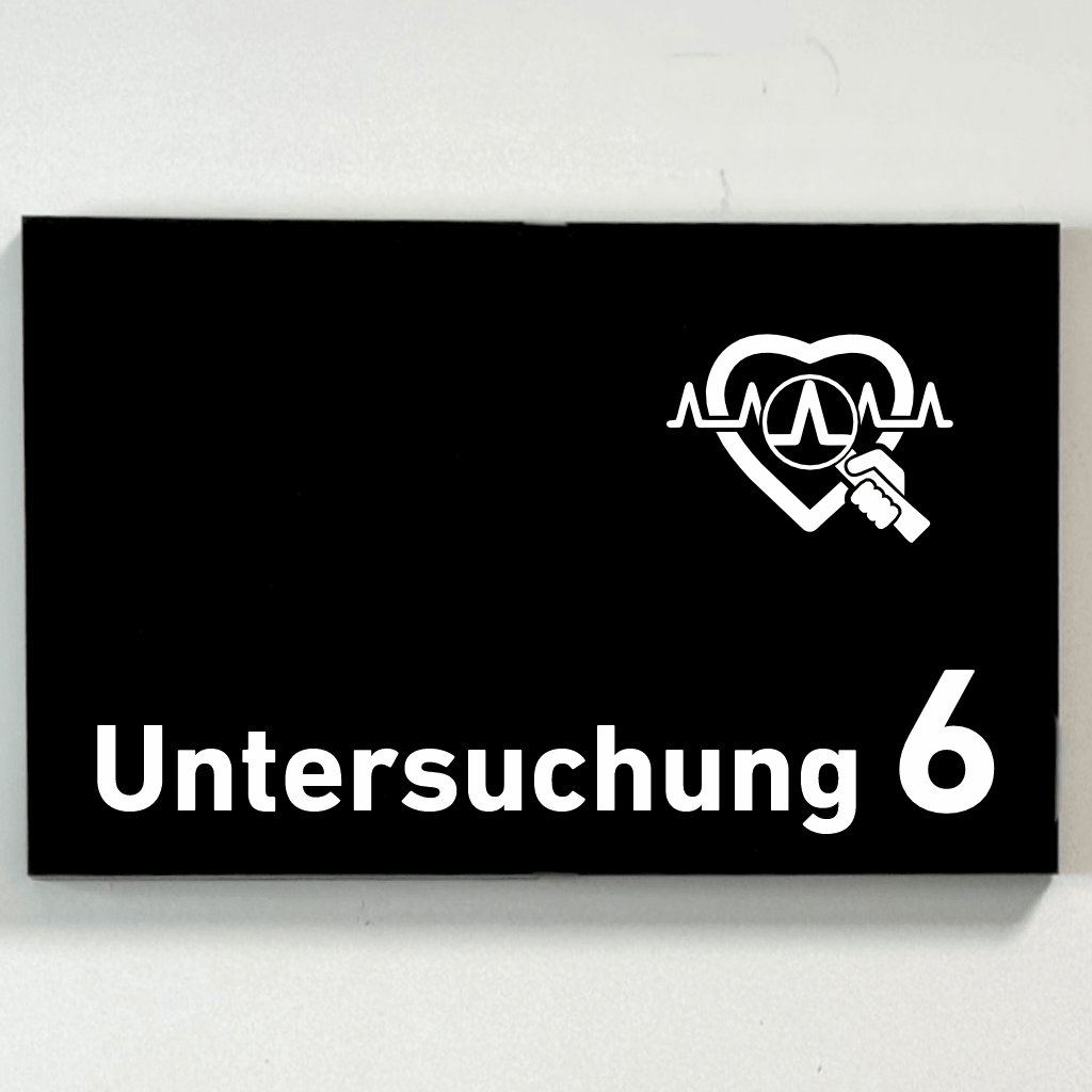 Untersuchung 1-9 mit Piktogramm Praxisschild Acrylglas-Folienaufkleber in 130 x 200 mm zum Kleben