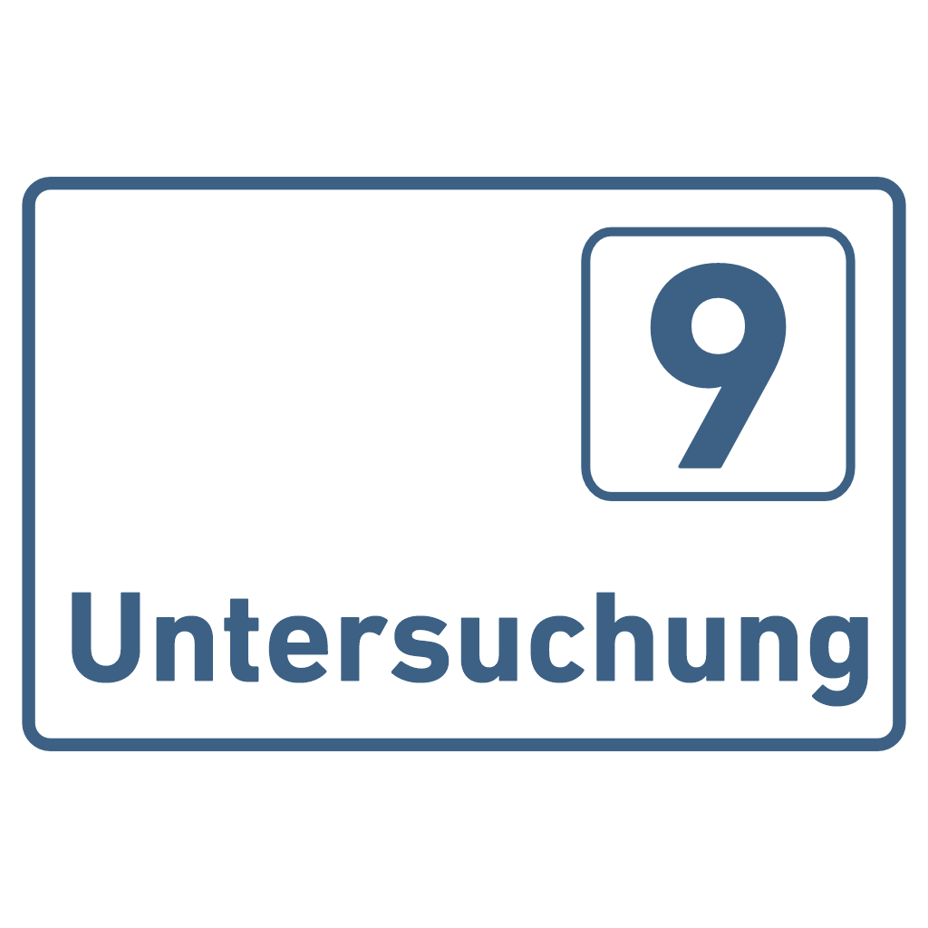 Untersuchung 1-9 Praxisschild Acrylglas-Folienaufkleber in 130 x 200 mm zum Kleben
