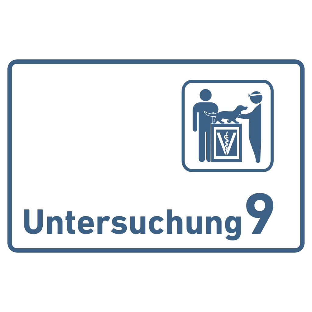 Untersuchung 1-9 mit Piktogramm Tierarzt Praxisschild Acrylglas-Folienaufkleber in 130 x 200 mm zum Kleben