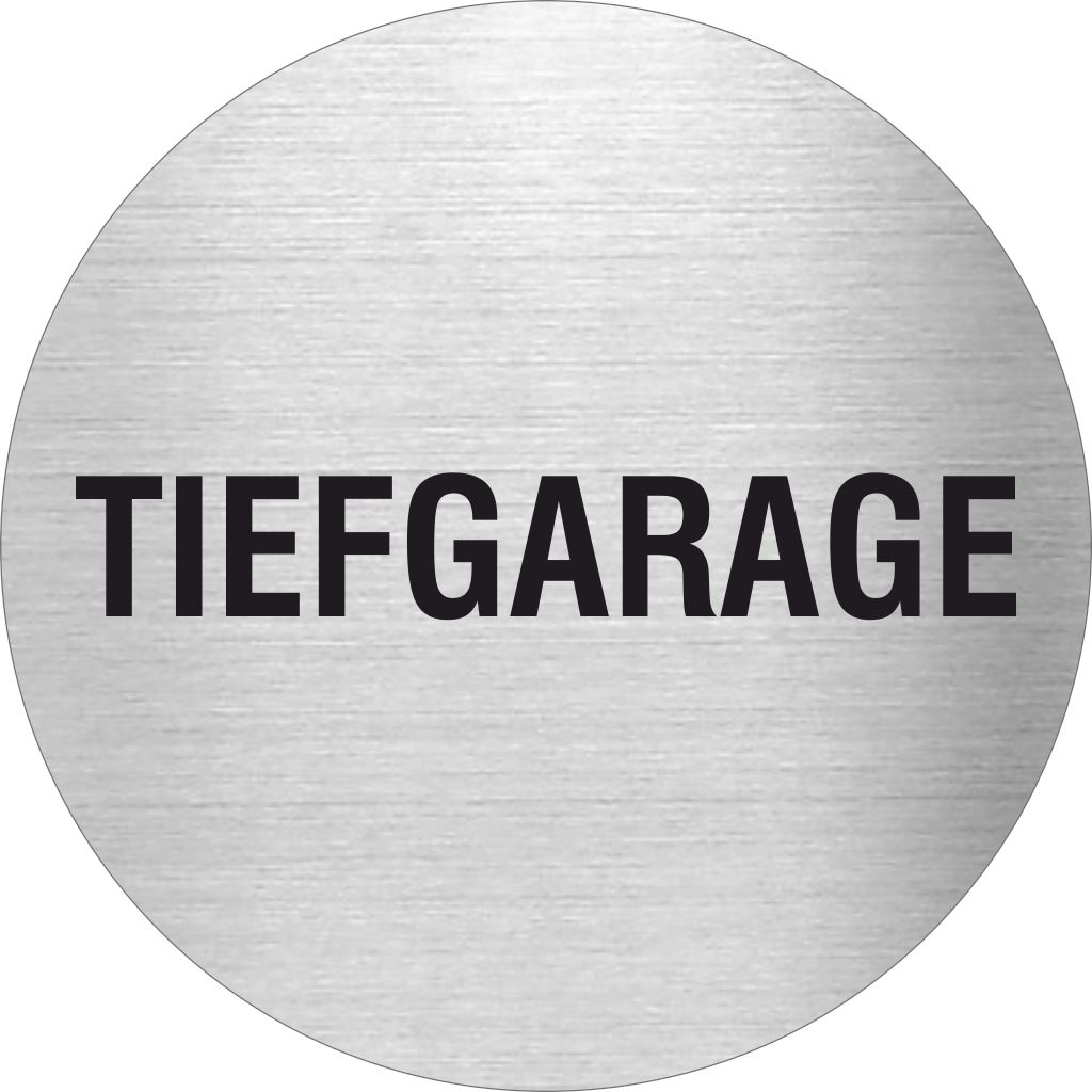 Piktogramm Tiefgarage aus Edelstahl Piktogramme Tiefgarage online-tuerschilder.com Ø 60mm