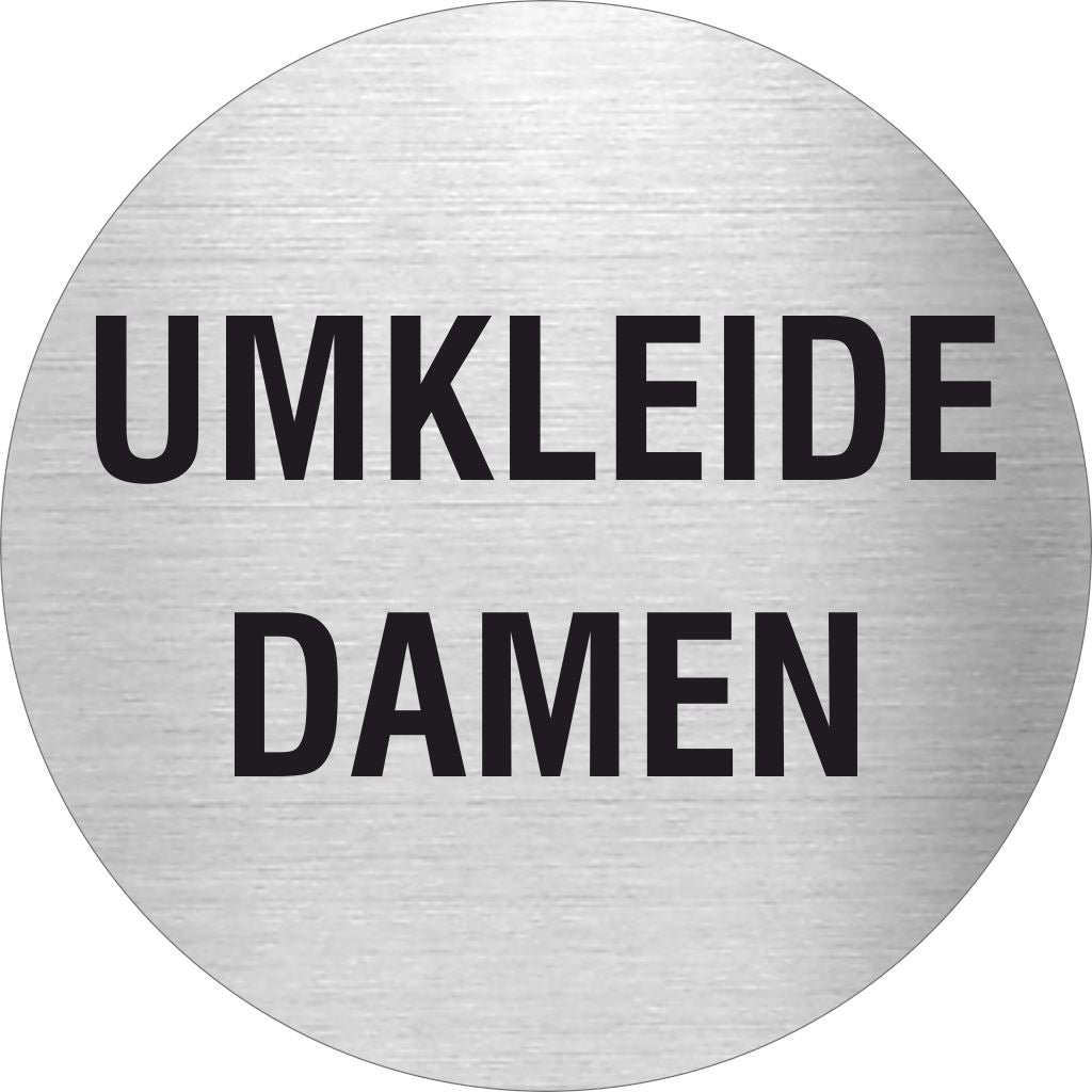 Piktogramm Umkleide Damen Text Edelstahl Piktogramme Umkleide Damen Text Ø 60mm