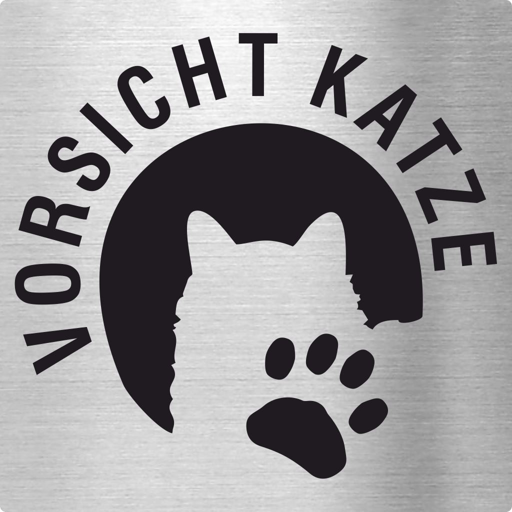 Piktogramm Vorsicht Katze aus Edelstahl Piktogramme Vorsicht Katze online-tuerschilder.com 70x70mm