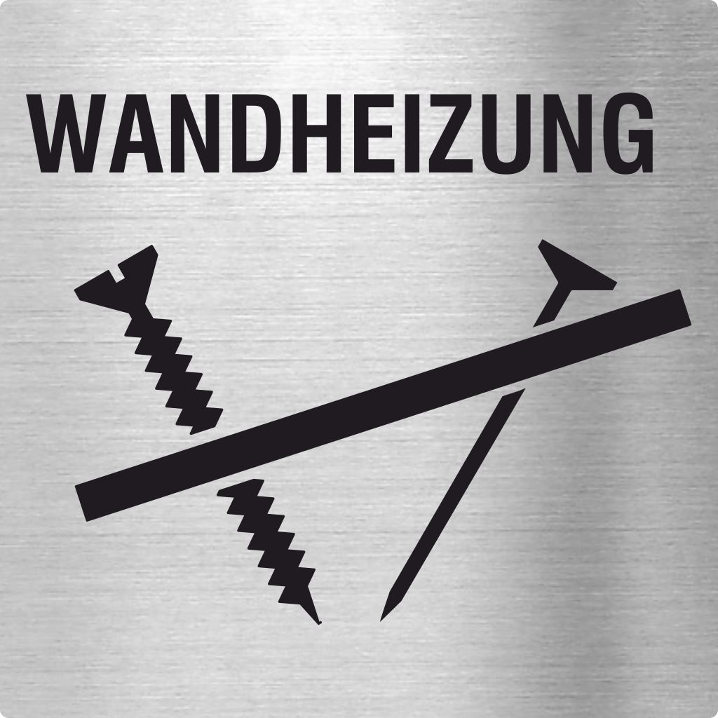 Piktogramm Wandheizung aus Edelstahl Piktogramme Wandheizung online-tuerschilder.com 70x70mm