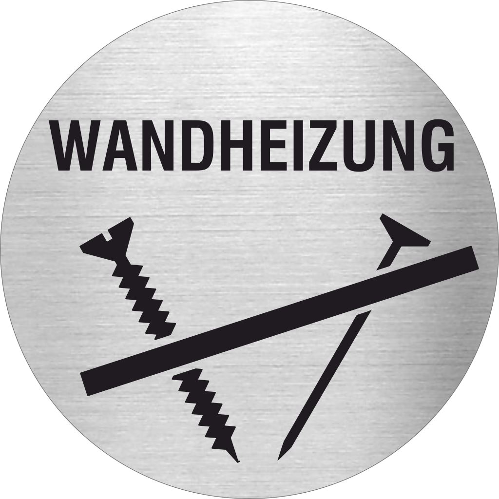 Piktogramm Wandheizung aus Edelstahl Piktogramme Wandheizung online-tuerschilder.com Ø 60mm