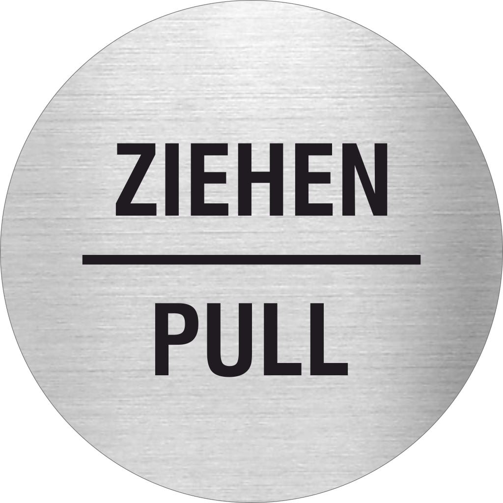 Piktogramm Ziehen / Pull aus Edelstahl Piktogramme Ziehen / Pull online-tuerschilder.com Ø 60mm