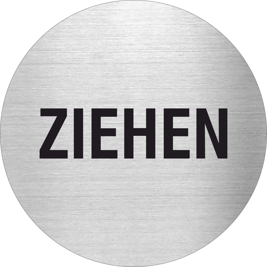 Piktogramm Ziehen aus Edelstahl Piktogramme Ziehen online-tuerschilder.com Ø 60mm