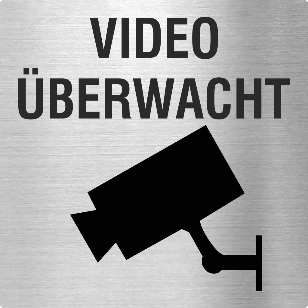 Piktogramm Video überwacht aus Edelstahl Piktogramme Video überwacht 70x70mm