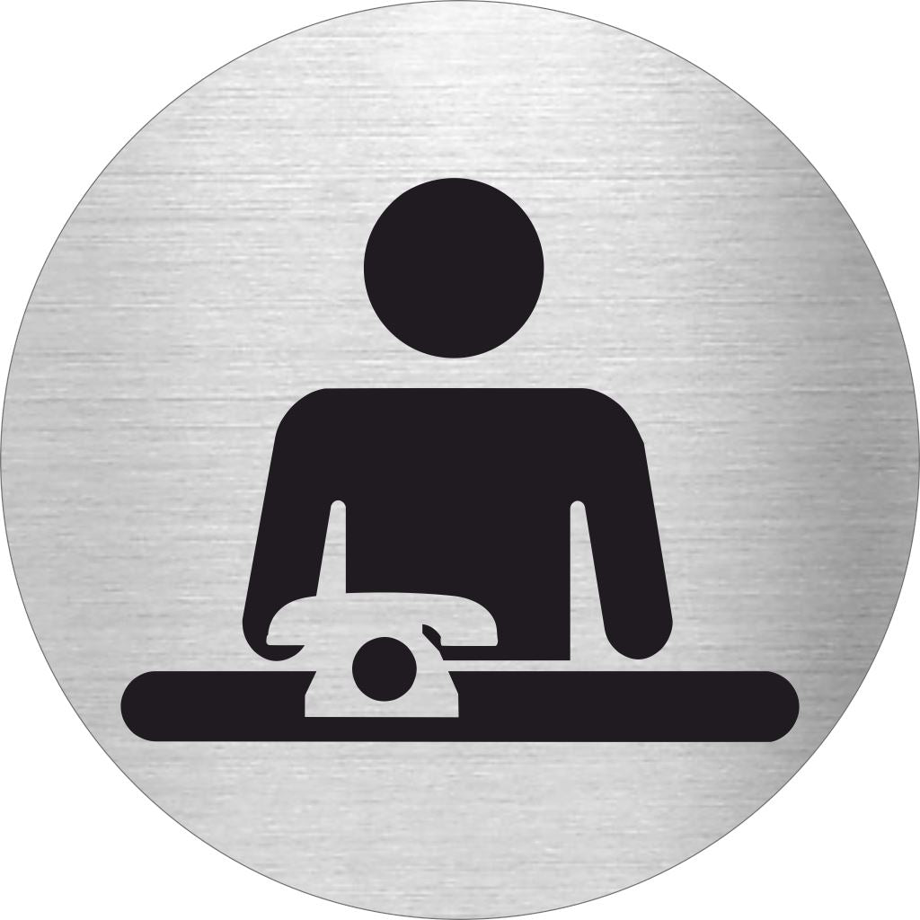Piktogramme Anmeldung Pikto Edelstahl Piktogramme Anmeldung Pikto online-tuerschilder.com Ø 60mm