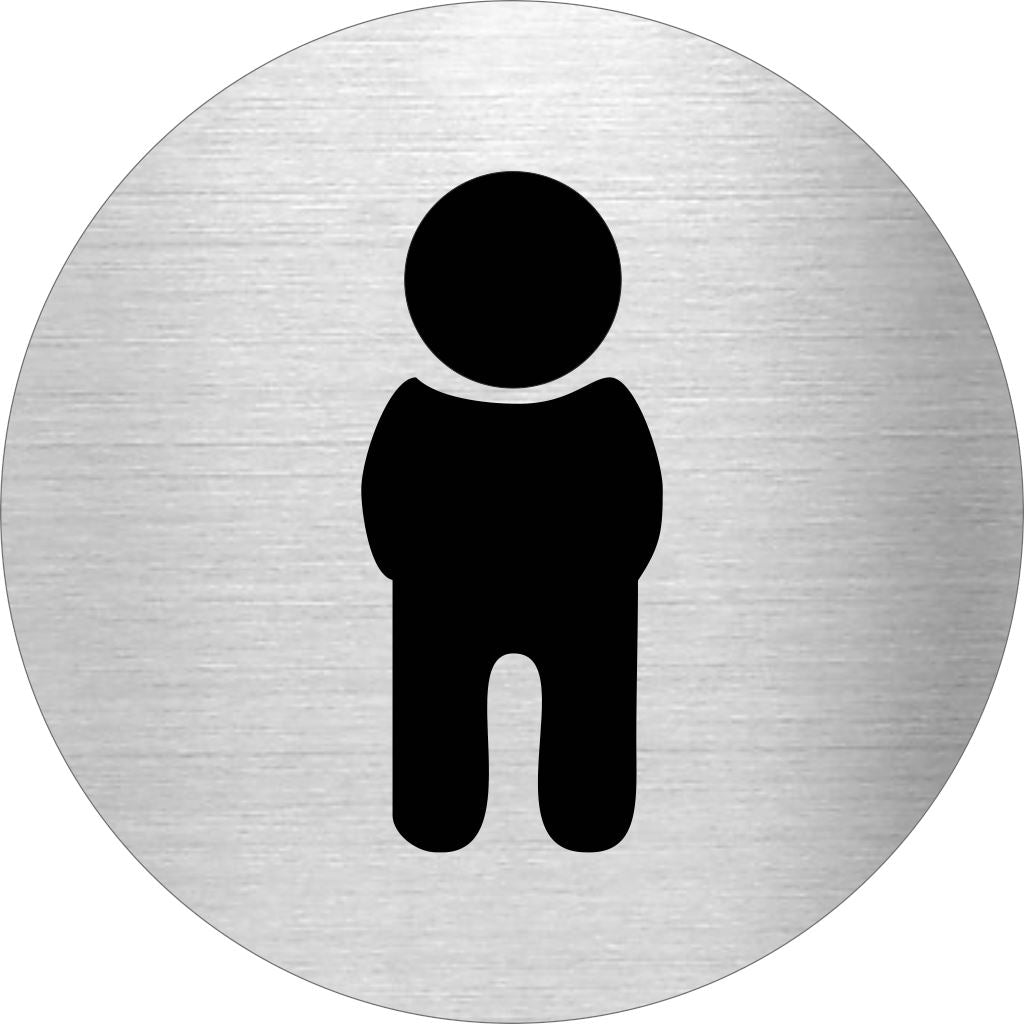Piktogramme WC Junge Edelstahl Piktogramme WC Junge online-tuerschilder.com Ø 60mm