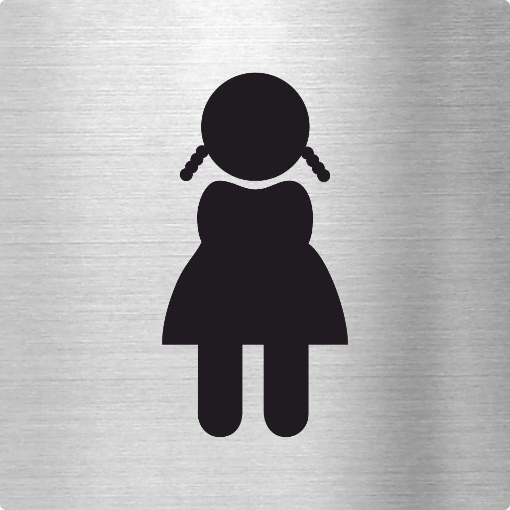 Piktogramme WC Mädchen Edelstahl Piktogramme WC Mädchen online-tuerschilder.com 70x70mm