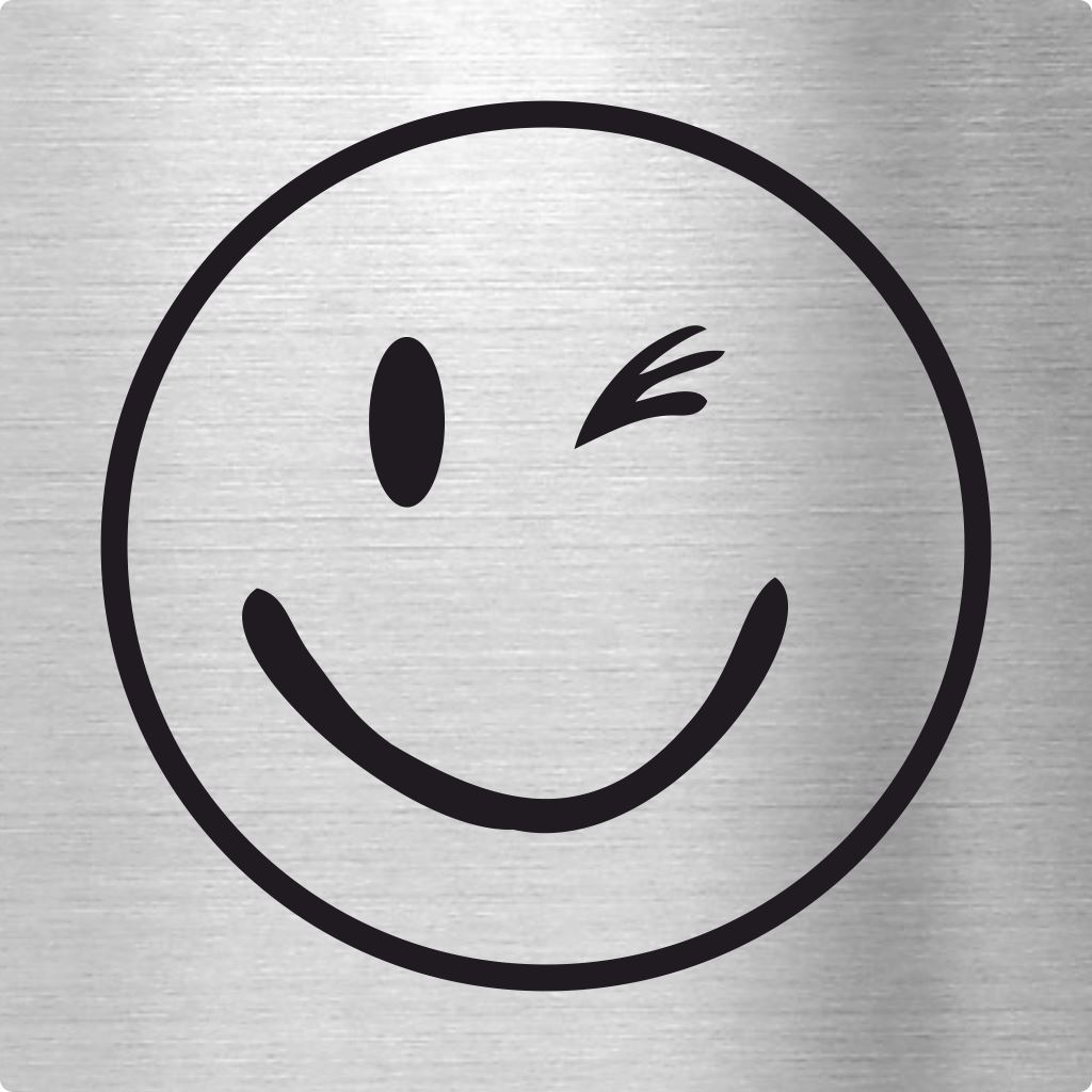 Piktogramm Smily zwinker aus Edelstahl Piktogramme Smily zwinker online-tuerschilder.com 70x70mm