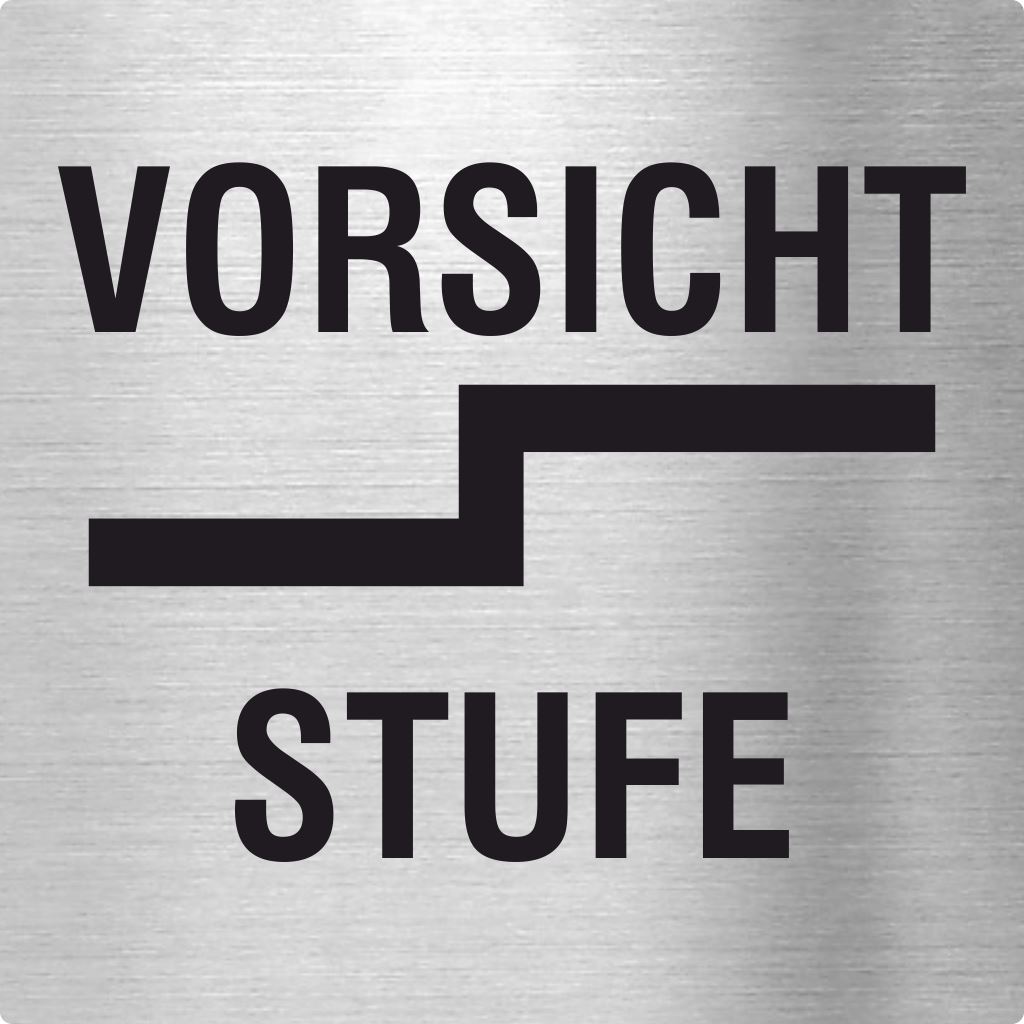 Piktogramm Vorsicht Stufe Edelstahl Piktogramme Vorsicht Stufe online-tuerschilder.com 70x70mm