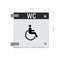 Fahnenschild Behindertengerechtes WC mit Balken, 2 Scheiben mit 12