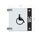 Fahnenschild Behindertengerechtes WC mit Balken, 2 Scheiben mit 13
