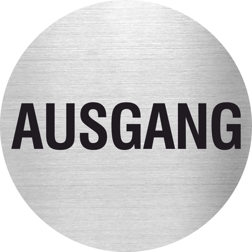 Piktogramme Ausgang aus Edelstahl Piktogramme Ausgang online-tuerschilder.com Ø 60mm
