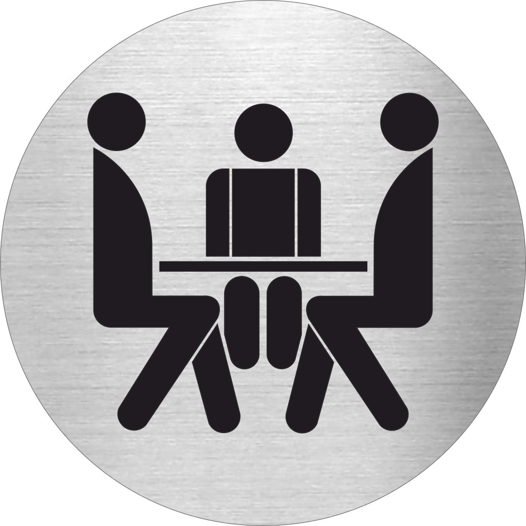 Piktogramm Besprechnung Edelstahl Piktogramme Besprechnung online-tuerschilder.com Ø 60mm