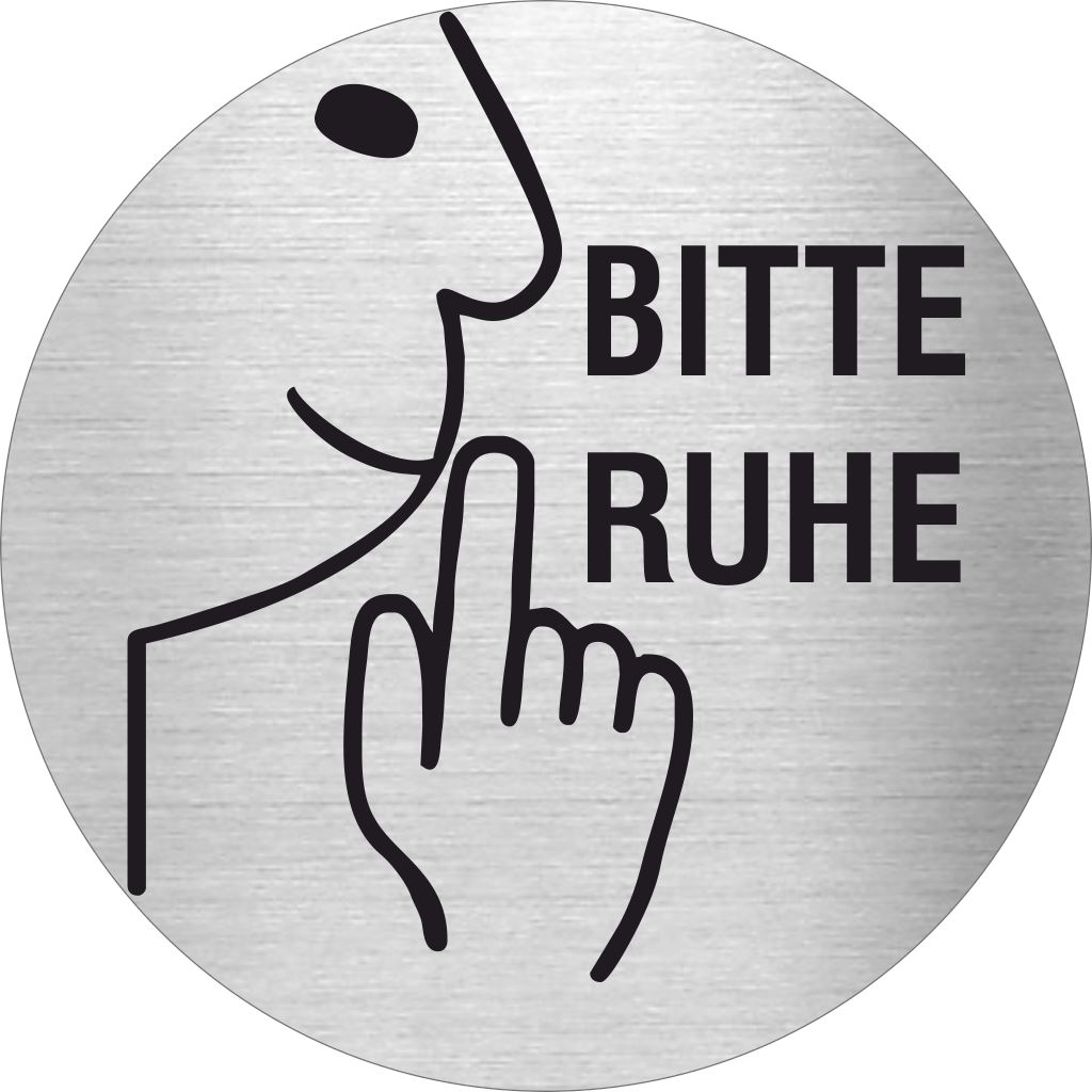 Piktogramme Bitte Ruhe Edelstahl Piktogramme Bitte Ruhe online-tuerschilder.com Ø 60mm