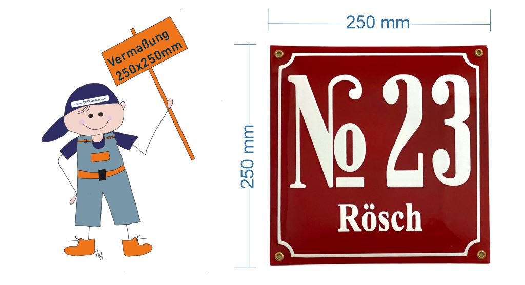 Emailleschilder Kombi - Hausnummer groß 2 12