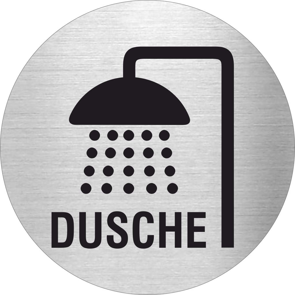 Piktogramme - Dusche Pikto & Text Edelstahl Piktogramme Dusche Pikto & Text Ø 60mm