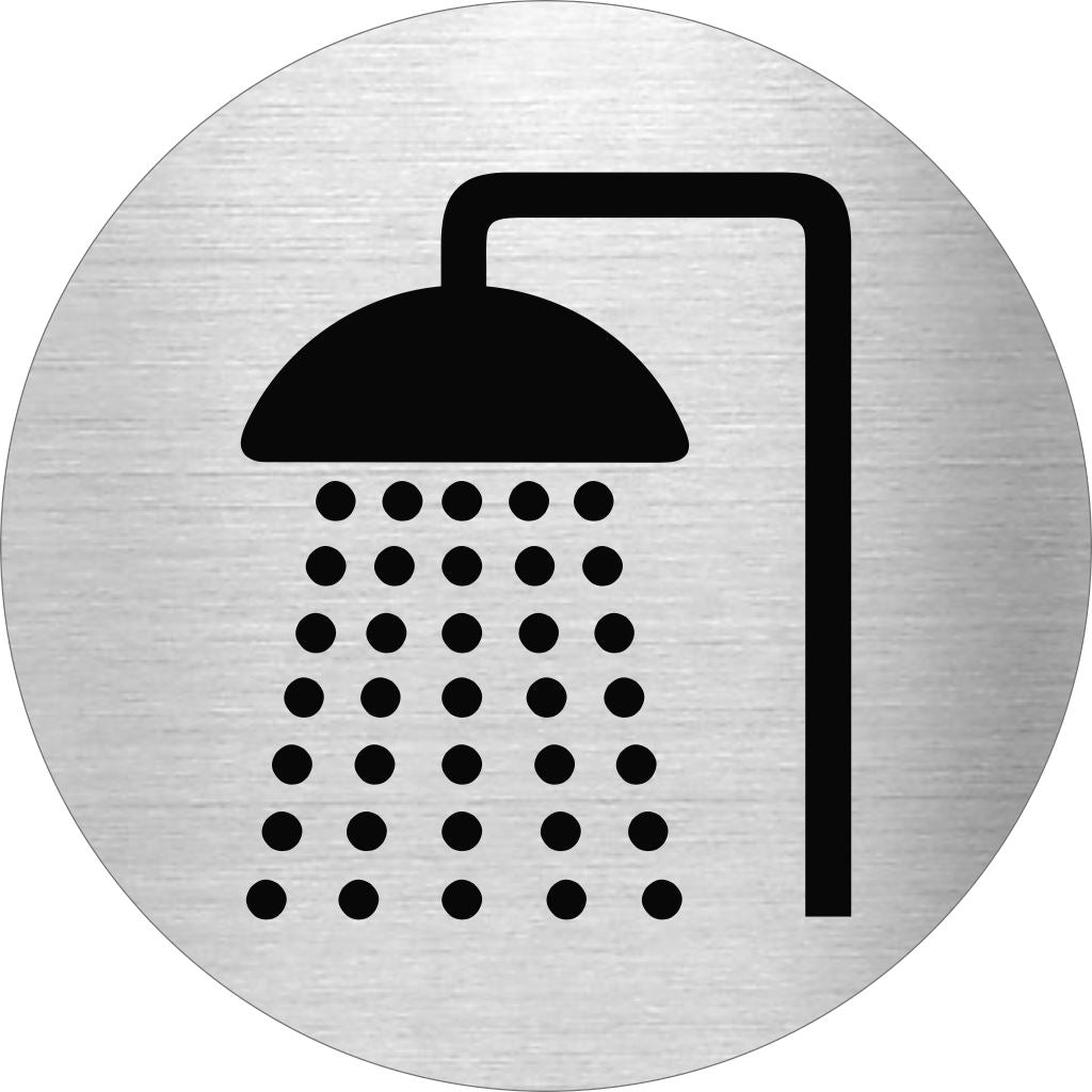 Piktogramm Dusche Edelstahl Piktogramme Dusche online-tuerschilder.com Ø 60mm
