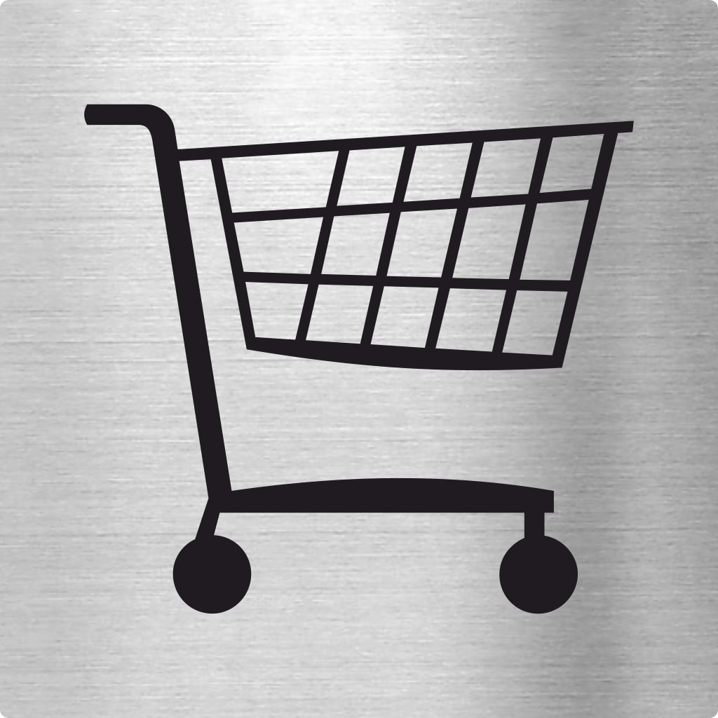 Piktogramm Einkaufswagen Edelstahl Piktogramme Einkaufswagen online-tuerschilder.com 70x70mm