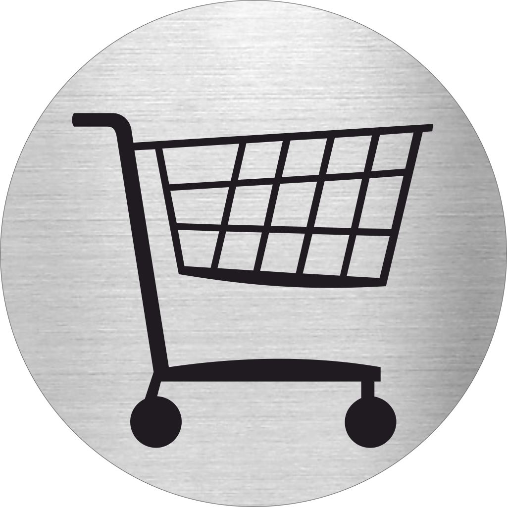 Piktogramm Einkaufswagen Edelstahl Piktogramme Einkaufswagen online-tuerschilder.com Ø 60mm