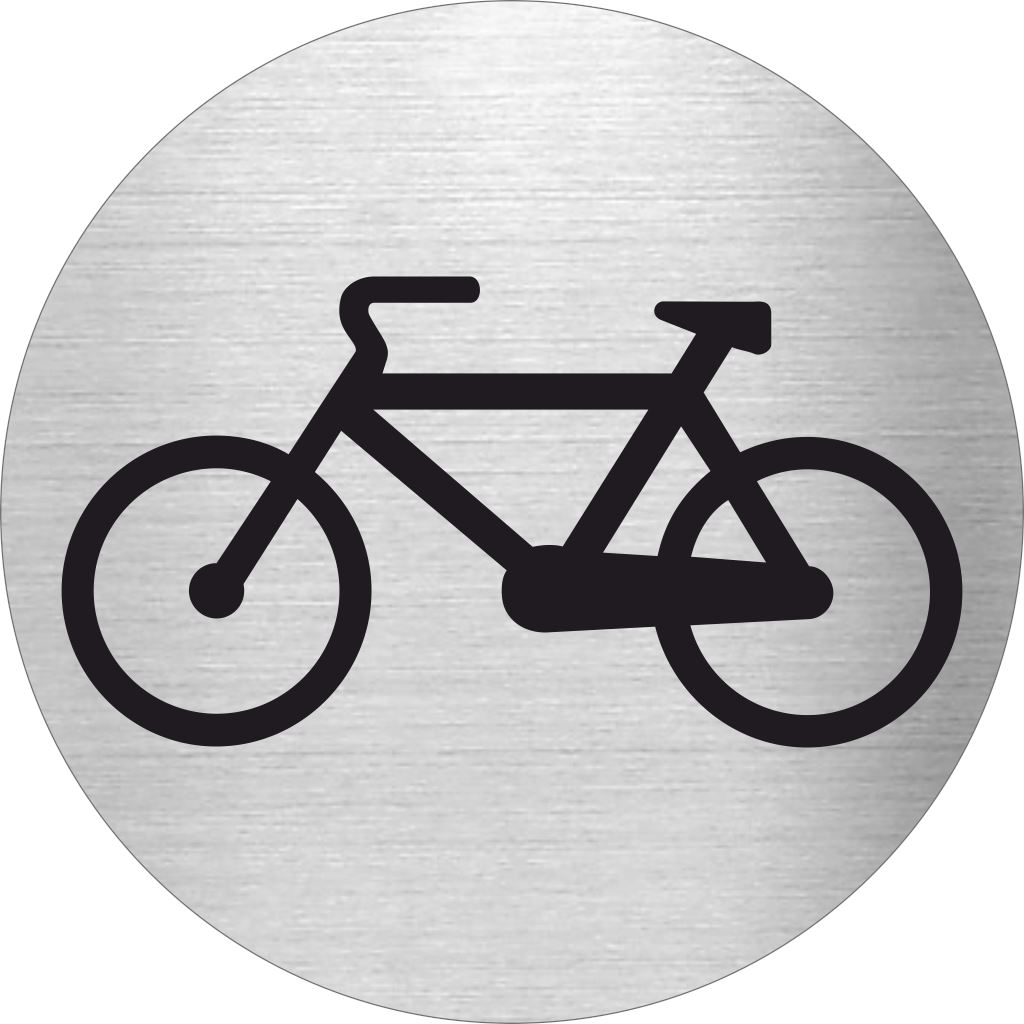 Piktogramm Fahrradkeller Edelstahl Piktogramme Fahrradkeller online-tuerschilder.com Ø 60mm