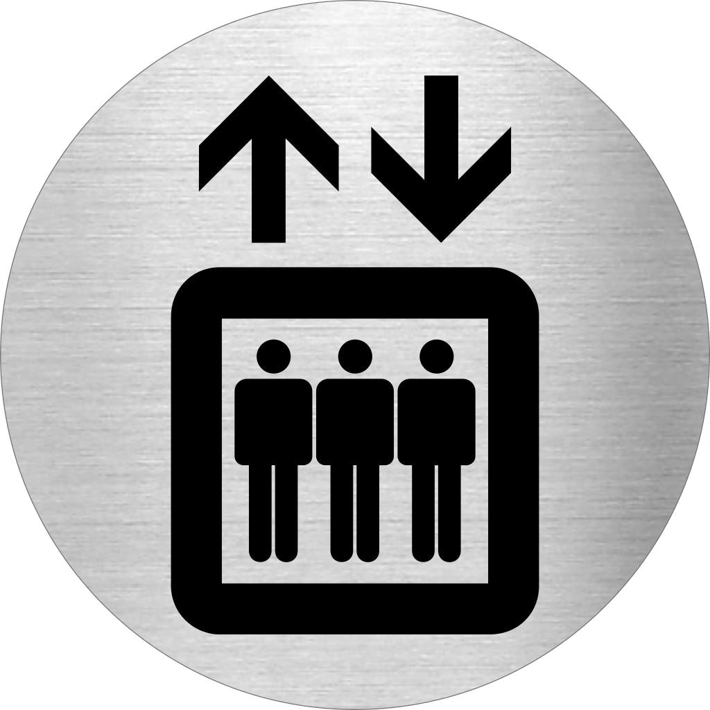 Piktogramm Fahrstuhl Edelstahl Piktogramme Fahrstuhl online-tuerschilder.com Ø 60mm
