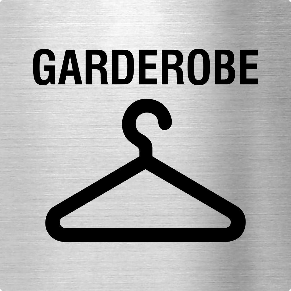 Piktogramm Garderobe Text & Pikto Edelstahl Piktogramme Gaderobe Text & Pikto 70x70mm